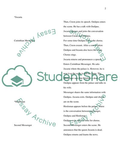 Drama Sheet on Oedipus the King by Sophocles