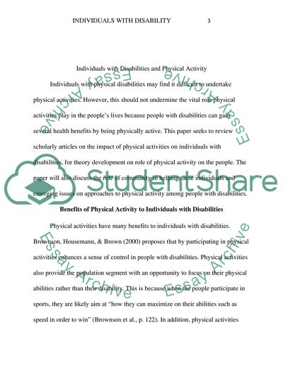 Individuals with Disabilities and Physical Activity