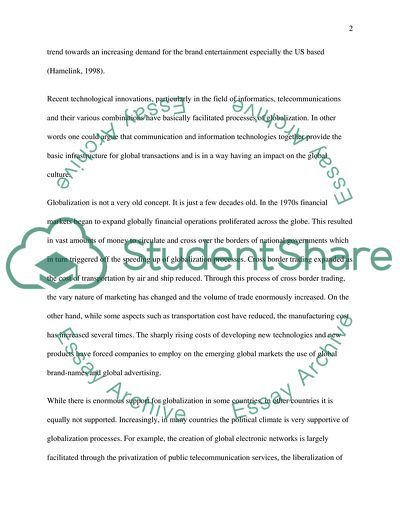 Will Globalization Lead to a Global Culture