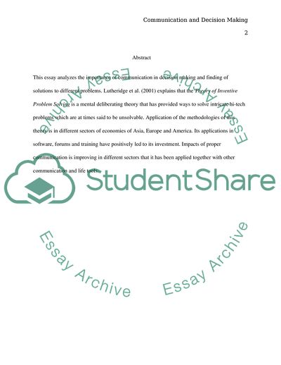 Communication and Decision Making