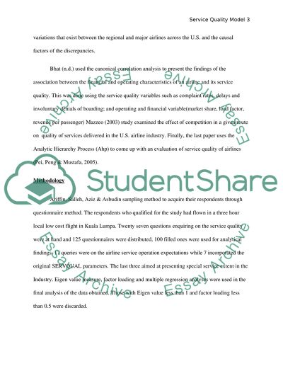 Service Quality Model and Airline Companies
