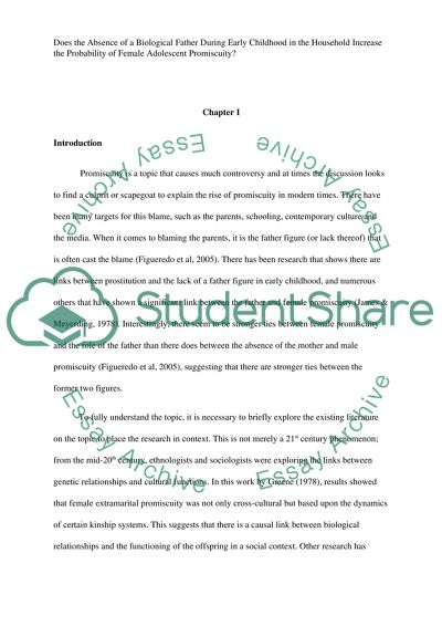 Absence of a Biological Father During Early Childhood and Female Adolescent Promiscuity