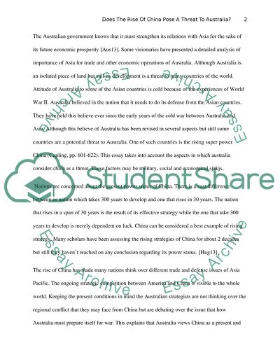 Does the Rise of China Present a Greater Opportunity or Threat to Australias National Interests