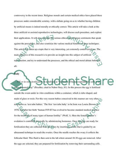 Artificial Reproduction in Humans