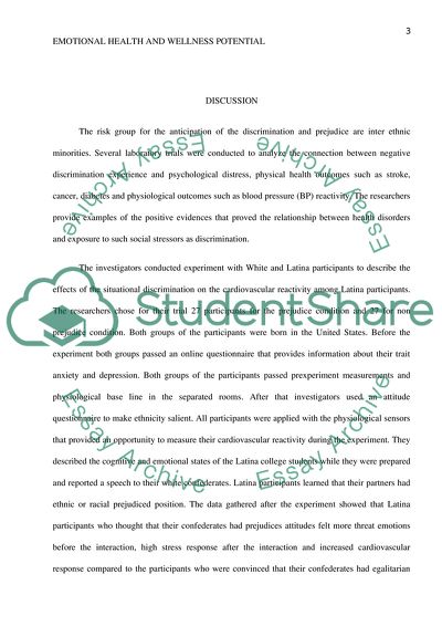 Health Disorders Associated with Chronic Stress Affected by Discrimination