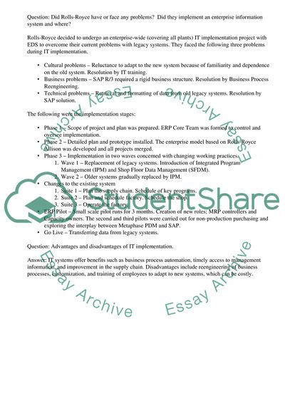 Enterprise Information Systems in Rolls-Royce
