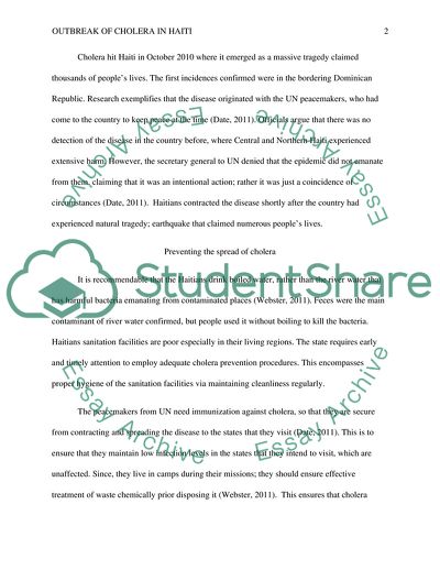 Outbreak of Cholera in Haiti