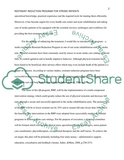 Restraint reduction program for stroke patients