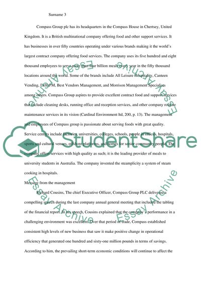 Corporate Financial Management of Compass Group Plc