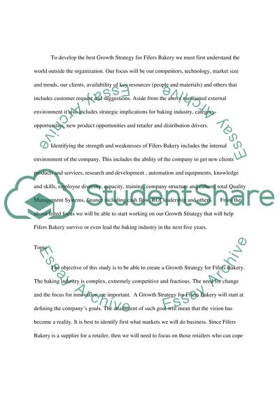 A growth strategy for Fifers Bakery