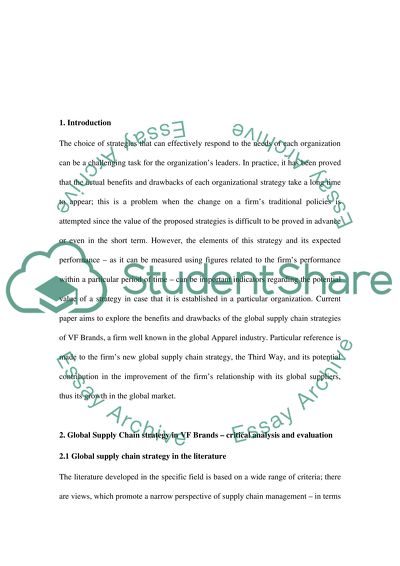 Global Supply Chain Strategy in VF Brands