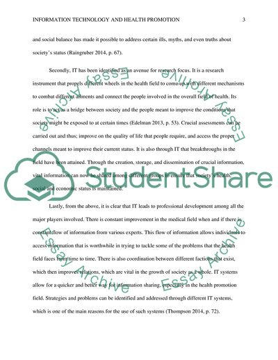 Information Technology and Health Promotion