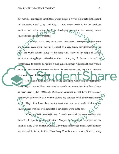 Global Consumersim and Environmental Distruction