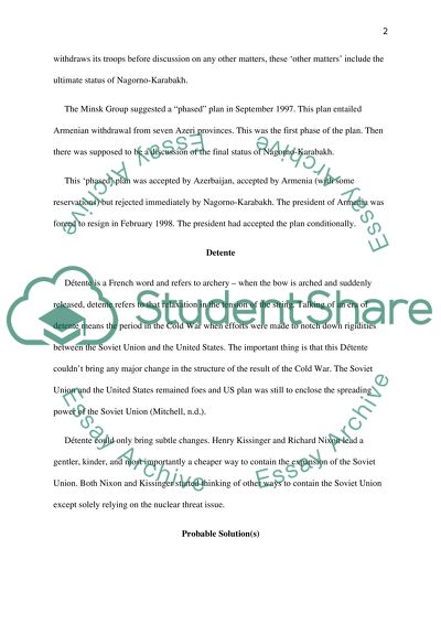 Resolution of Conflict Between Armenia and Azerbaijan About the Region Called Nagorno Karabakh