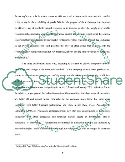 Impact of Innovation on Economic Perfomance on Micro and Macro Level
