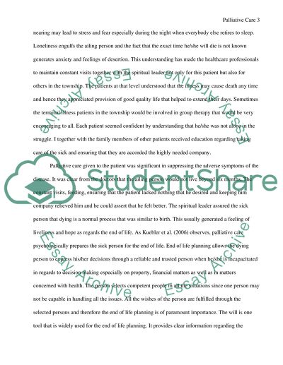 Reflective paper in PALLIATIVE CARE 260