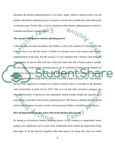 Business Plan and Business Planning Process