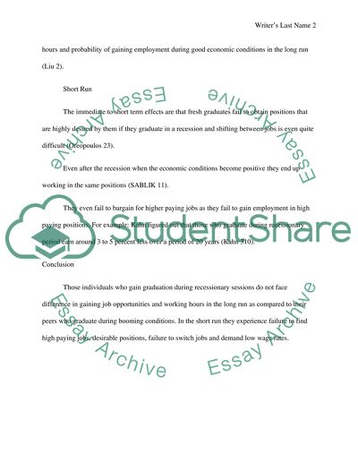 Effects of graduating from college in a bad economy