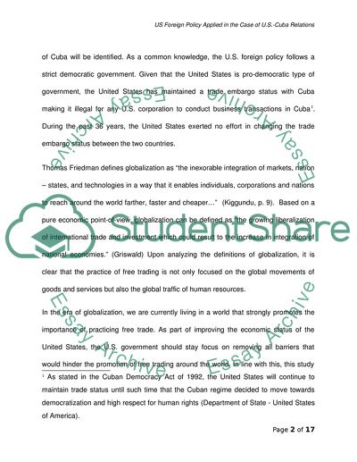 US Foreign Policy in the Case of U.S. Cuba Relations