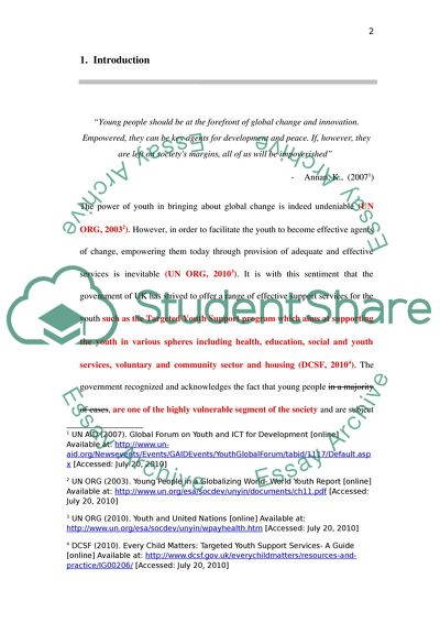 An Evaluation of Support Services for Young People