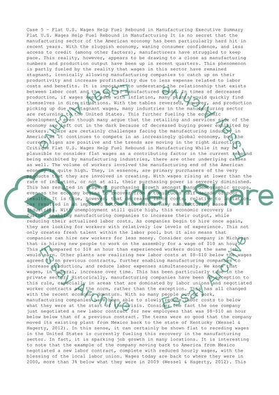 Flat U.S. Wages Help Fuel Rebound in Manufacturing