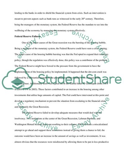 Federal Reserve and the Great Recession