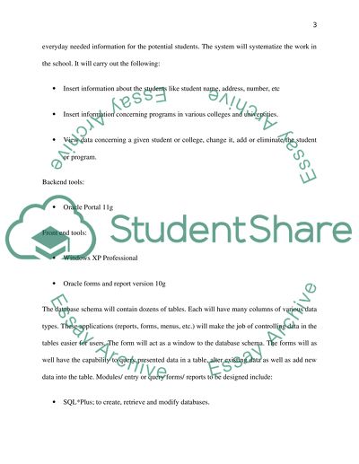Proposal: To Develop Database Application
