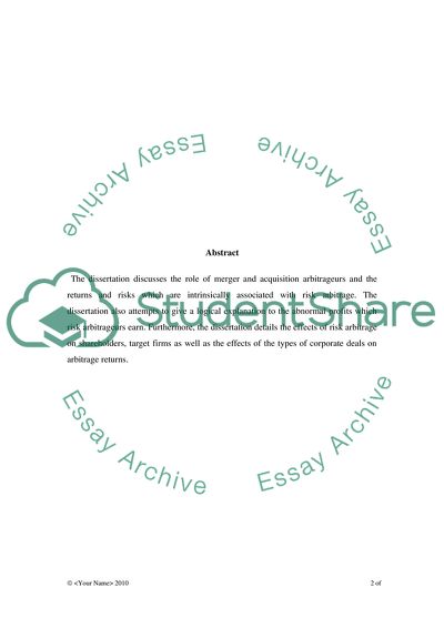 Merger & Acquisitions Arbitrageurs Risks