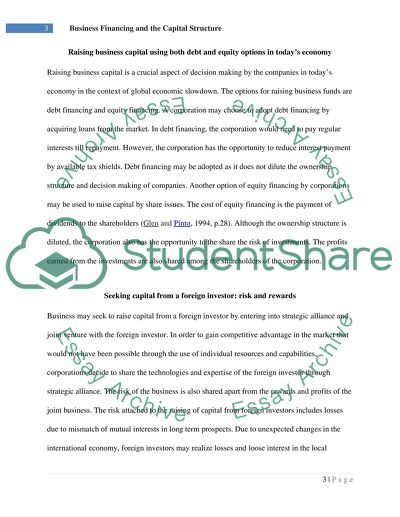 Business Financing and the Capital Structure