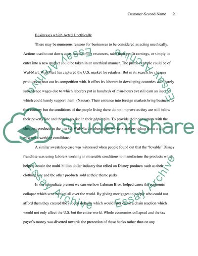 Businesses are not Behaving Ethically