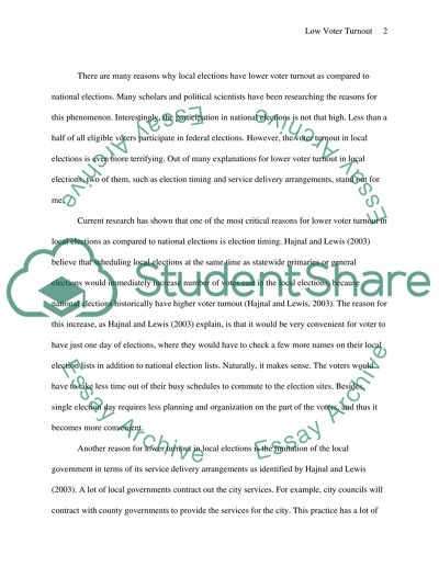 Low Voter Turnout in Local Elections as Compared to National Elections