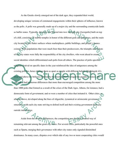 Competition And The Pan-Hellenic Identity Between The Greek Poleis