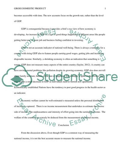 GDP does not perfectly measure well-being of a nation and its citizens welfare