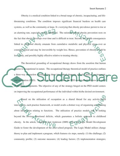 The Occurrence of Childhood Obesity