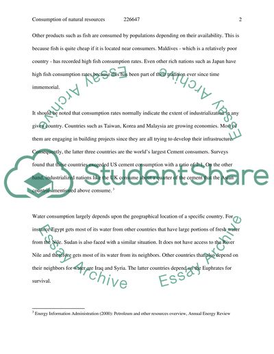 Consumption of Natural Resources