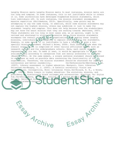 College/University Mission Statements are too long