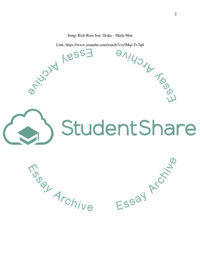 Response paper: Made Men by Rick Ross featuring Drake