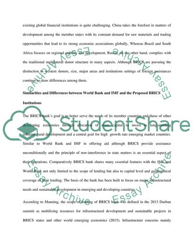 The BRICs Bank as a Means to Conjure a Mini-World Bank and Mini-IMF