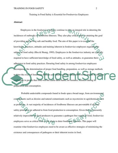 Training in Food Safety is Essential for Foodservice Employees