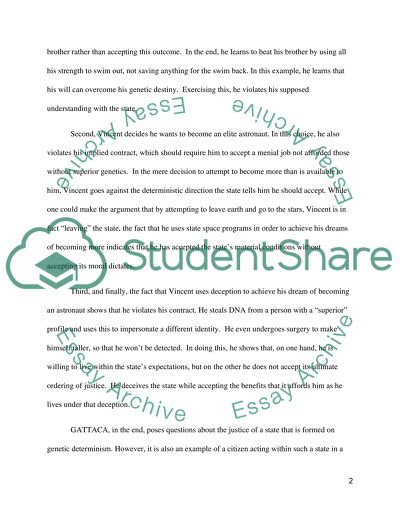 Analysis of GATTACA Film by Andrew Nicol and Ethics Poem by Pastan