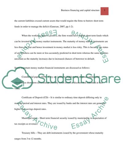 Business Financing and the Capital Structure