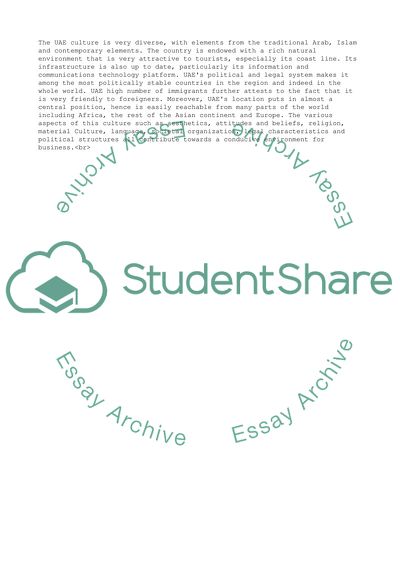 Analysis of the culture of the UAE and its implications on companies wishing to do business in the UAE