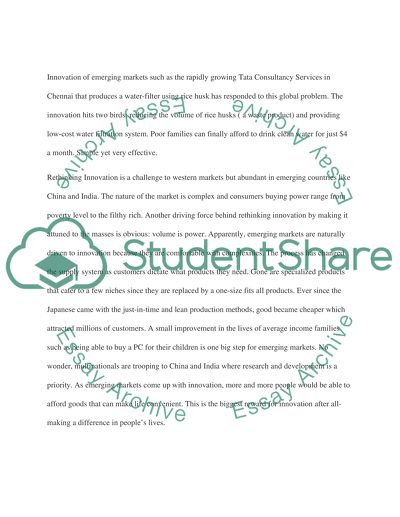 Innovation In the Emerging Markets