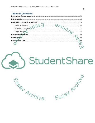 Chinas Political Economic and Legal System