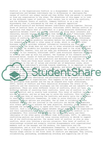 The Conflict in the Organization