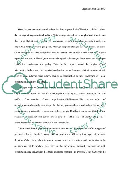 Organizational Cultures