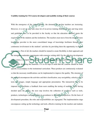 Usability training for TUI course developers and usability testing of their courses