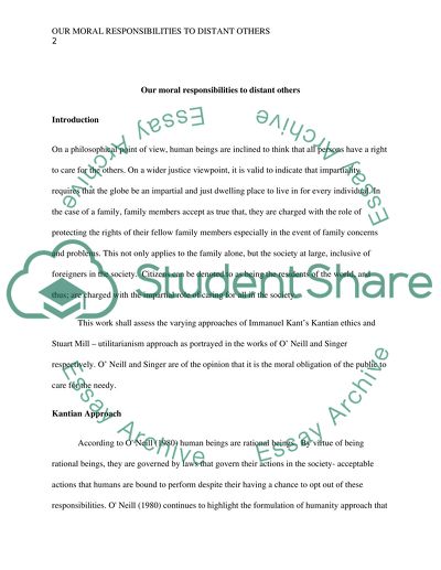 Our Moral Responsibilities to Distant Others