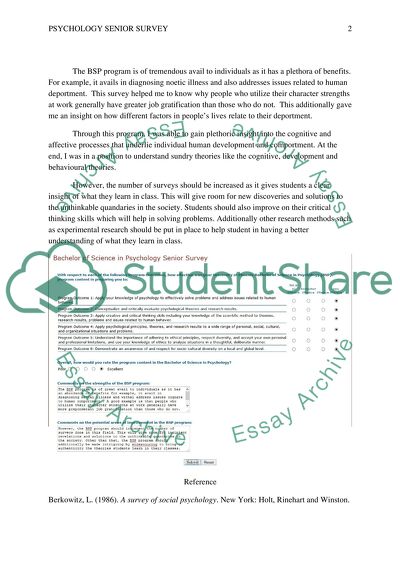 Senior Survey/Program Reflection