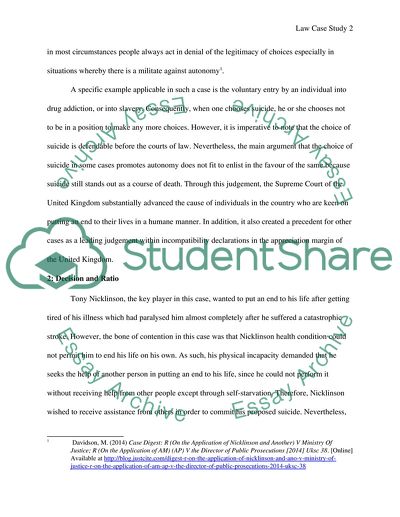 Case-note on R (onthe application of Nicklinson) v Ministry of Justice [2014] UKSC 38